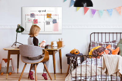 Magnetisch planbord voor de muur van bedrukt glas Mijn wekelijkse planner