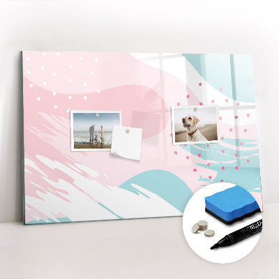 Beschrijfbaar magneetbord van glas met design Pastel abstractie