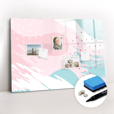 Beschrijfbaar magneetbord van glas met design Pastel abstractie