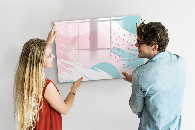 Beschrijfbaar magneetbord van glas met design Pastel abstractie