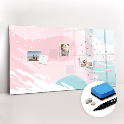 Beschrijfbaar magneetbord van glas met design Pastel abstractie