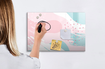 Beschrijfbaar magneetbord van glas met design Pastel abstractie