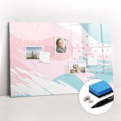 Beschrijfbaar magneetbord van glas met design Pastel abstractie