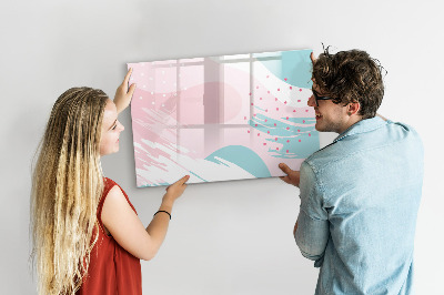 Beschrijfbaar magneetbord van glas met design Pastel abstractie