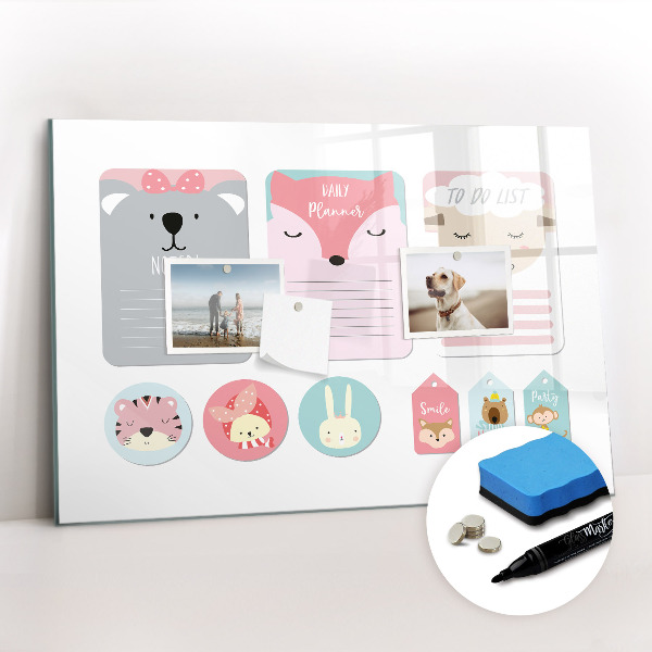 Magnetisch planbord voor de muur van bedrukt glas Gelukkige bladwijzers