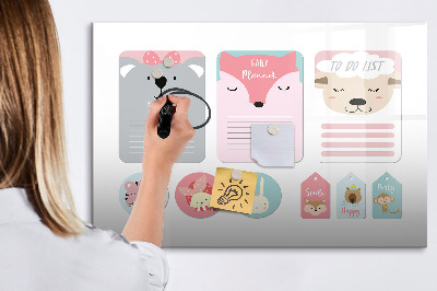 Magnetisch planbord voor de muur van bedrukt glas Gelukkige bladwijzers