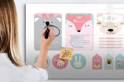 Magnetisch planbord voor de muur van bedrukt glas Gelukkige bladwijzers
