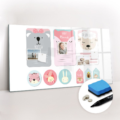 Magnetisch planbord voor de muur van bedrukt glas Gelukkige bladwijzers