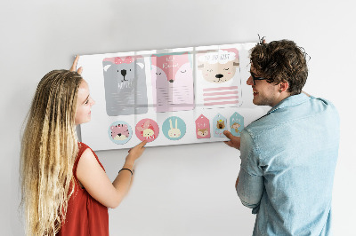 Magnetisch planbord voor de muur van bedrukt glas Gelukkige bladwijzers