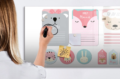 Magnetisch planbord voor de muur van bedrukt glas Gelukkige bladwijzers