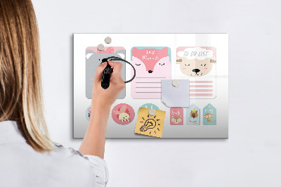 Magnetisch planbord voor de muur van bedrukt glas Gelukkige bladwijzers