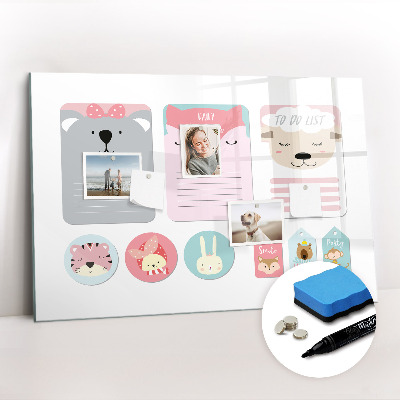 Magnetisch planbord voor de muur van bedrukt glas Gelukkige bladwijzers