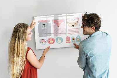 Magnetisch planbord voor de muur van bedrukt glas Gelukkige bladwijzers