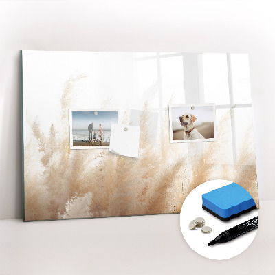 Uitwisbaar glazen planbord met magnetische functie Graanabstractie