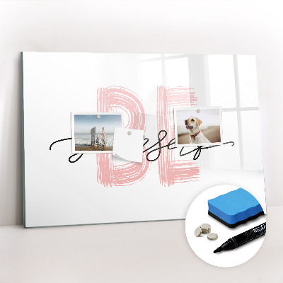 Magnetisch planbord voor de muur van bedrukt glas Het opschrift 
