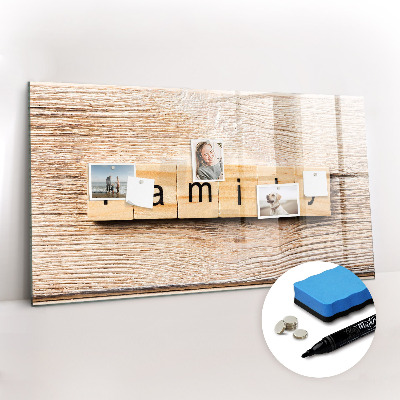 Uitwisbaar glazen planbord met magnetische functie De inscriptiefamilie