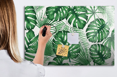 Beschrijfbaar magneetbord van glas met design Monstera bladeren