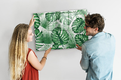 Beschrijfbaar magneetbord van glas met design Monstera bladeren