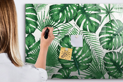 Beschrijfbaar magneetbord van glas met design Monstera bladeren