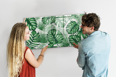 Beschrijfbaar magneetbord van glas met design Monstera bladeren