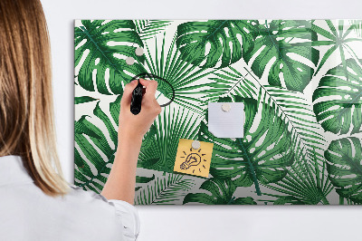 Beschrijfbaar magneetbord van glas met design Monstera bladeren