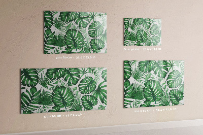 Beschrijfbaar magneetbord van glas met design Monstera bladeren