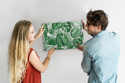 Beschrijfbaar magneetbord van glas met design Monstera bladeren