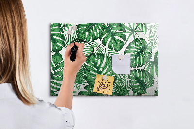 Beschrijfbaar magneetbord van glas met design Monstera bladeren