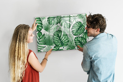 Beschrijfbaar magneetbord van glas met design Monstera bladeren