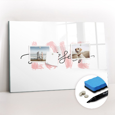 Uitwisbaar glazen planbord met magnetische functie Het opschrift 'heb jezelf lief'