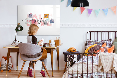 Uitwisbaar glazen planbord met magnetische functie Het opschrift 'heb jezelf lief'