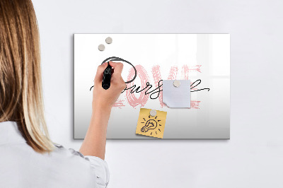 Uitwisbaar glazen planbord met magnetische functie Het opschrift 'heb jezelf lief'