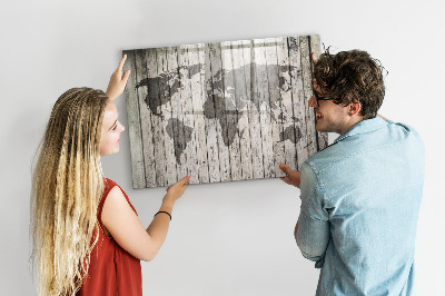 Beschrijfbaar magneetbord van glas met design Wereldkaart van het bord