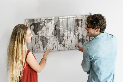 Beschrijfbaar magneetbord van glas met design Wereldkaart van het bord