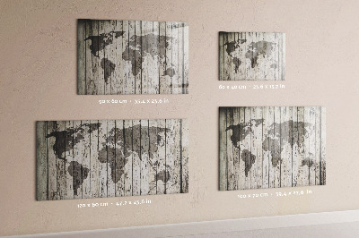 Beschrijfbaar magneetbord van glas met design Wereldkaart van het bord