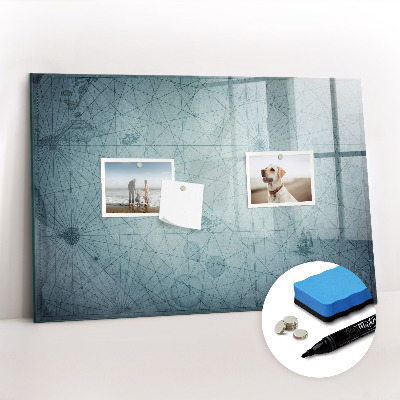 Uitwisbaar glazen planbord met magnetische functie Vintage kaart