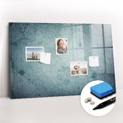Uitwisbaar glazen planbord met magnetische functie Vintage kaart