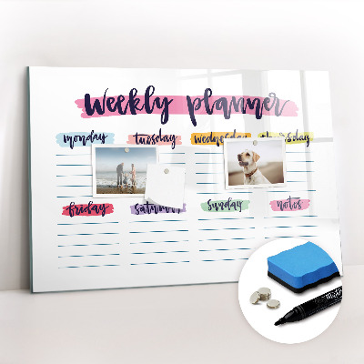 Beschrijfbaar magneetbord van glas met design Handgeschreven planner