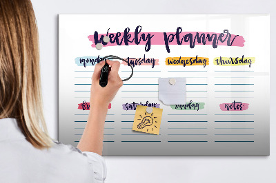 Beschrijfbaar magneetbord van glas met design Handgeschreven planner