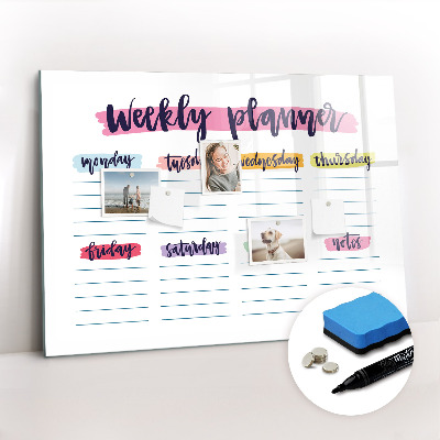 Beschrijfbaar magneetbord van glas met design Handgeschreven planner
