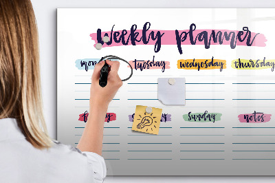 Beschrijfbaar magneetbord van glas met design Handgeschreven planner