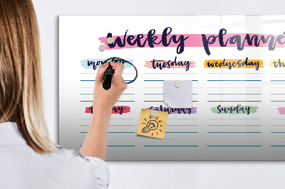 Beschrijfbaar magneetbord van glas met design Handgeschreven planner