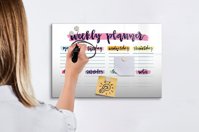 Beschrijfbaar magneetbord van glas met design Handgeschreven planner