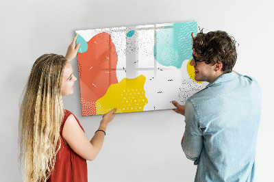 Uitwisbaar glazen planbord met magnetische functie Popabstractie