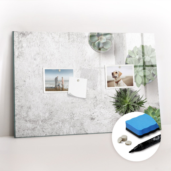 Beschrijfbaar magneetbord van glas met design Sierplanten