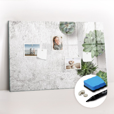 Beschrijfbaar magneetbord van glas met design Sierplanten