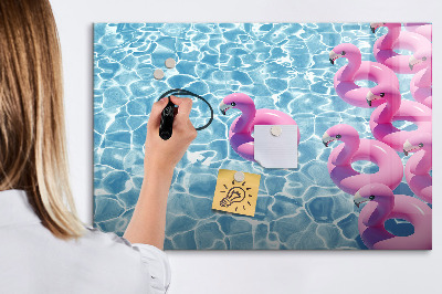 Beschrijfbaar magneetbord van glas met design Paardenbloem flamingo's