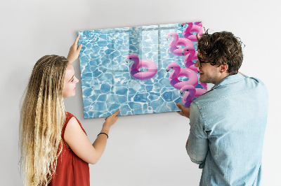 Beschrijfbaar magneetbord van glas met design Paardenbloem flamingo's
