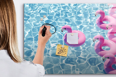 Beschrijfbaar magneetbord van glas met design Paardenbloem flamingo's