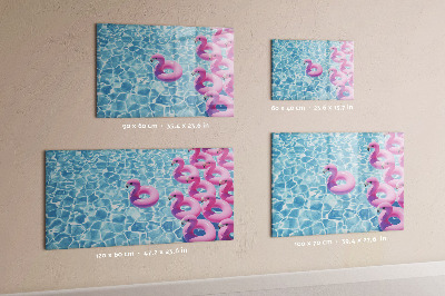 Beschrijfbaar magneetbord van glas met design Paardenbloem flamingo's